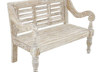 Ławka Bali 120 cm bielona z drewna teak tek tik teakowe bielona