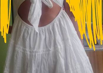 (40/L) RIVER ISLAND/Biała sukienka z odkrytymi plecami z Londynu/ NOWA