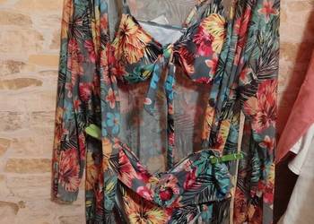 (40/L) Shein/ Zestaw plażowy: bikini i narzutka, NOWY