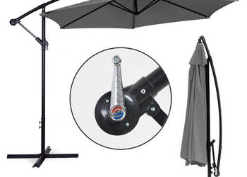 Parasol ogrodowy duży na wysięgniku składany 3 m szary 6 żeber MultiGarden