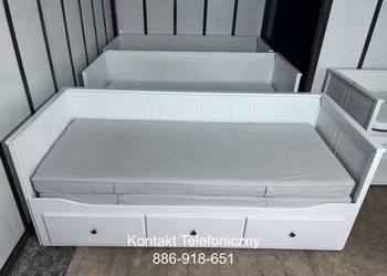 IKEA HEMNES Łóżko Leżanka z 3 szufladami, 2 materace Vannareid ,białe Trans