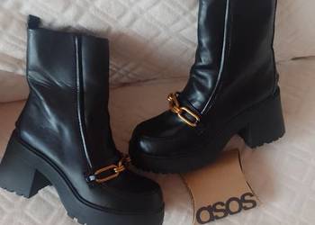(40) ASOS/ Skórzane, Bogato zdobione Botki z Londynu, trapery/ NOWE