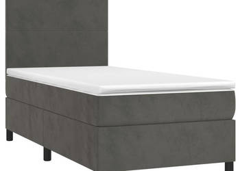 Łóżko kontynentalne z materacem i LED szary aksamit 100x200cm WM-3135988