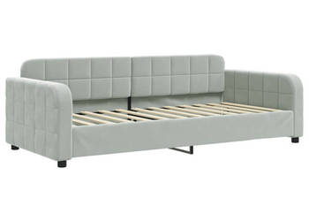 Sofa z funkcją spania jasnoszara obita aksamitem 90x200 cm WM-354058
