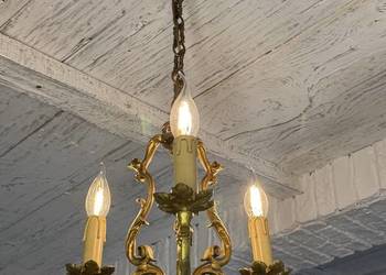 Francuski Żyrandol nr. 61 Francja, mosiądz 3-ram Antyk Lampa