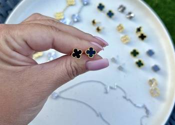 Kolczyki czarne koniczyny na sty l van Cleef & arpels 9mm Kolczyki czarne koniczyny na sty l van Cleef & arpels 9mm