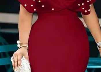 Sukienka czerwona z perłami XL