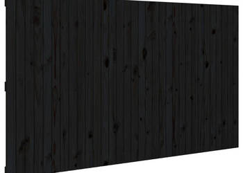 Wezgłowie łóżka czarne 204x3x110 cm lite drewno sosnowe WM-824932