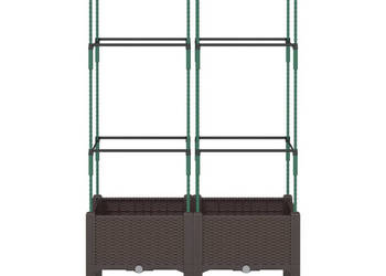 Donica ogrodowa z kratką brązowa 80x40x1425 cm PP WM-367955