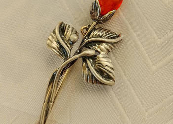 broszka srebro 925 z bursztynem