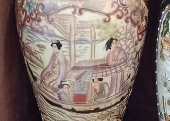 wazony porcelan w stylu Satsuma, z lat 70-80 duży maly syg