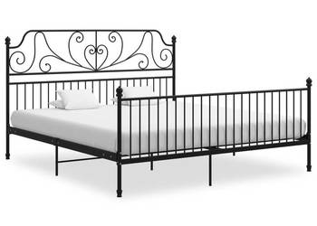 Łóżko Metalowe Czarne Rama Łóżka Ze Stelażem 180 x 200 cm WM-324856