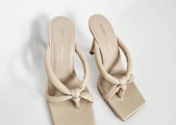 Nowe skórzane klapki na obcasie Karen Millen 36