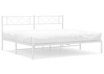 Łóżko Metalowe Białe Rama Łóżka Ze Stelażem Biała 193x203 cm WM-372332