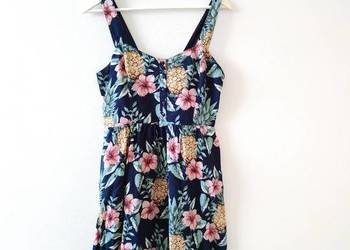 Sukienka firmy Fatface Kwiaty Ananas Vintage y2k Wiskoza