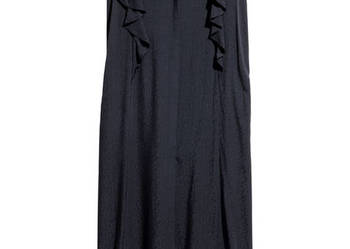 Sukienka maxi szmizjerka H&M 44 granatowa z falbanami wiskoza
