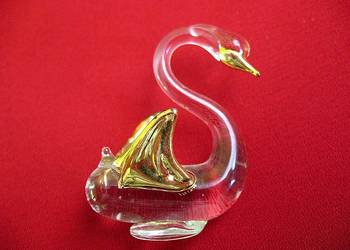 Ptak - Łabędź złocony - figurka ze szkła w stylu Murano - 4,