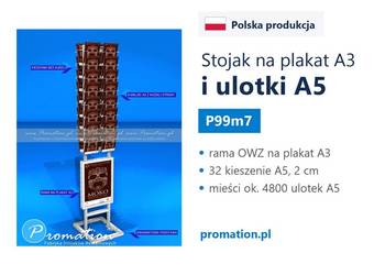 Dwustronny stojak reklamowy na plakat A3 oraz ulotki informacyjne A5