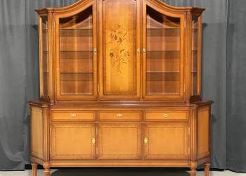 Intarsjowany kredens z witryną na zwężanych nogach, Warrings