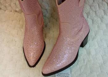 (40) Asos Design/ Różowe, bogato zdobione botki kowbojki z Londynu, NOWE