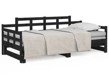 Łóżko rozsuwane czarne lite drewno sosnowe 2x(90x200) cm WM-820346