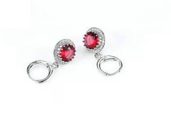 Nowe kolczyki pozlacane srebrny kolor biale zloto czerwona cyrkonia eleganc