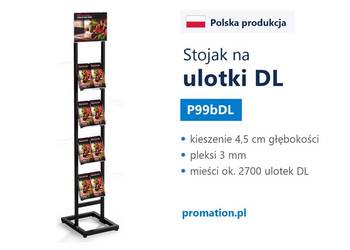 Czarny stojak na ulotki DL, wolnostojący ekspozytor 8 kieszeni P99bDL