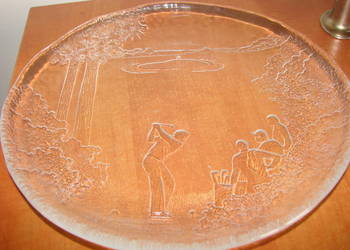 Tenisiści- kryształowy talerz Nybro design Paul Isling