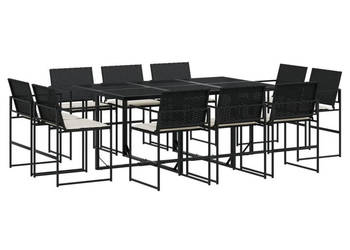 11-cz. zestaw mebli do ogrodu z poduszkami czarny rattan PE WM-3295064