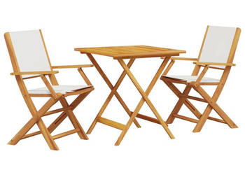 3-cz. zestaw mebli bistro kremowa tkanina i drewno WM-3281880