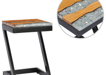 Stolik kawowy 30x30x50 cm lite drewno tekowe i poliżywica WM-281649