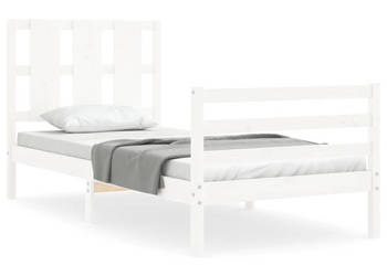 Rama łóżka z wezgłowiem biała lite drewno 90x200 cm WM-3194102