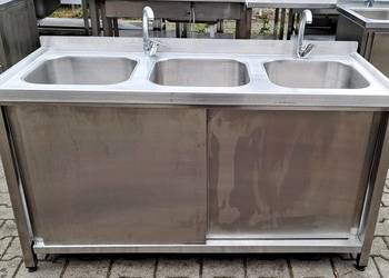 Zlew 3 Komorowy z Szafką - Drzwi Suwane - 150/60/85 cm - M.1208 N