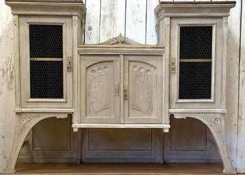 dnowiona komoda witryna dębowa secesja Art Nouveau, XX w. Dąb bielony