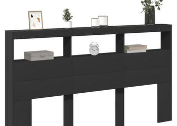 Zagłówek z półkami i oświetleniem LED czarny 180x17x102 cm WM-839211