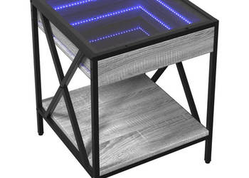 Stolik kawowy z LED Infinity szary dąb sonoma 40x40x49 cm WM-847695