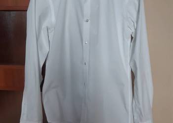 Biała męska koszula bawełniana slim - Lavard