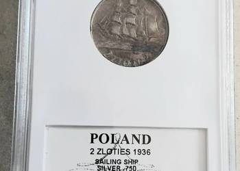 Srebrna moneta żaglowiec