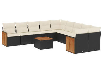 11-cz. zestaw wypoczynkowy do ogrodu poduszki czarny rattan PE WM-3228037