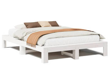 Rama łóżka bez materaca biała lite drewno sosnowe 140x190 cm WM-3308745