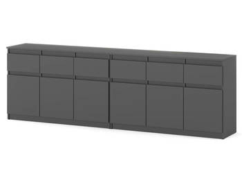 Komoda Pojemna Duża 6 Szuflad Nowoczesna Szafka 240cm Loft Salon Szary Mat