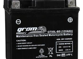 Akumulator motocyklowy GROM GTX5L-BS 12V 4Ah 80A P+