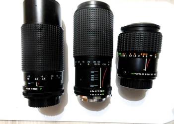 Trzy japońskie  teleobiektywy.