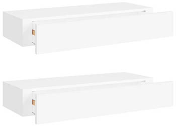 Półki ścienne z szufladą 2 szt. białe 60 x 235 x 10 cm MDF WM-330256