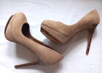 SZPILKI brąz Zara PLATFORMA zamsz EKO r. 38,5 NOWE