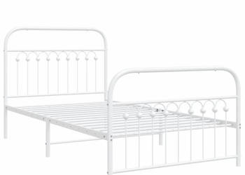 Łóżko Metalowe Białe Rama Łóżka Ze Stelażem Biała 100x190 cm WM-376661