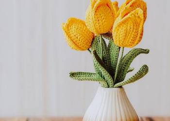 Szydełkowy bukiet tulipanów (5szt)