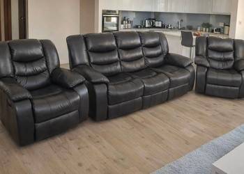 Komplet mebli skóra naturalna, bujanie funkcja spania