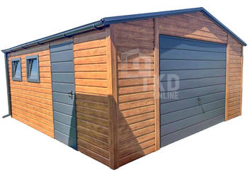 Garaż blaszany 5x5m Brama uchylna drzwi 2x okno rynny dwuspad TKD269