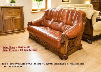 Nowa Kanapa 200cm OSKAR, Rzeźbione Konie- Kolor Do Wyboru = PRODUCENT Pyka